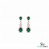 Pear cut Natural Emerald Teardrop Dangle Earrings for Women - Gift For Her