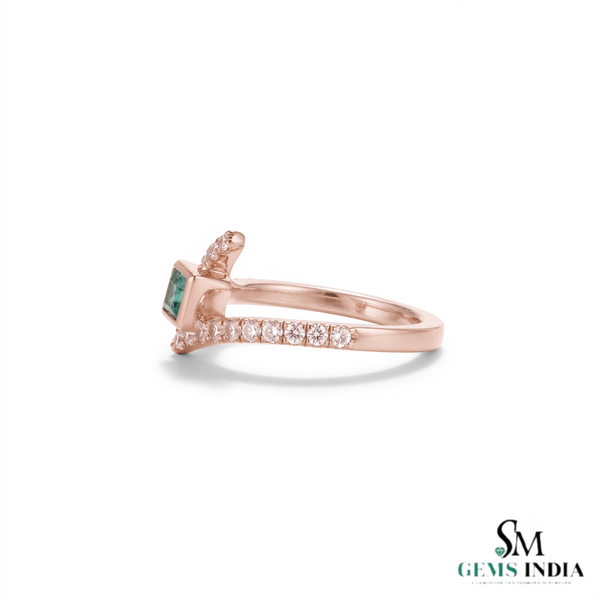Princess Cut Emerald Diamond Bypass Ring - Crossover Promise Ring