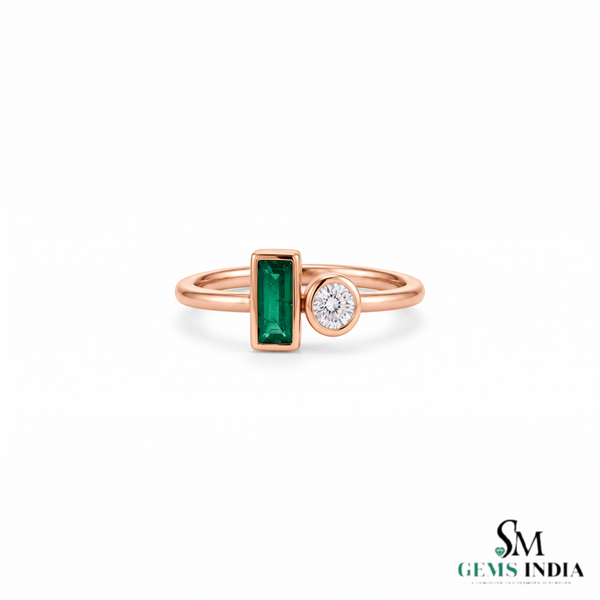 2 Karat Herzform-Smaragd- und Diamantring aus 14 Karat Gold, Smaragd-Verlobungsring
