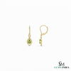Natural Pear Cut Peridot Gold Leverback Drop Earrings - Minimalist Fine Jewelry Gift for Women