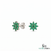 Marquise Cut Emerald Floral Stud Earrings - Earrings for Women