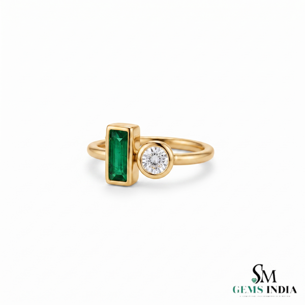 2 Karat Herzform-Smaragd- und Diamantring aus 14 Karat Gold, Smaragd-Verlobungsring