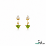 Trillion Cut Peridot & Diamond Drop Dangle Earrings for Women - Fine Gemstone Jewelry