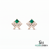 Princess Cut Emerald Green Geometric Stud Earrings - Fine Jewelry Earrings