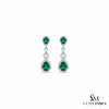 Pear cut Natural Emerald Teardrop Dangle Earrings for Women - Gift For Her