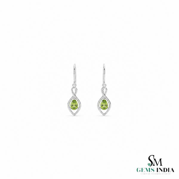 Natural Pear Cut Peridot Gold Leverback Drop Earrings - Minimalist Fine Jewelry Gift for Women
