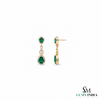 Pear cut Natural Emerald Teardrop Dangle Earrings for Women - Gift For Her