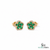 Pear Cut Emerald Flower Stud Earrings with Diamond Halo - Fine Jewelry