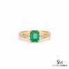 2 Karat Herzform-Smaragd- und Diamantring aus 14 Karat Gold, Smaragd-Verlobungsring
