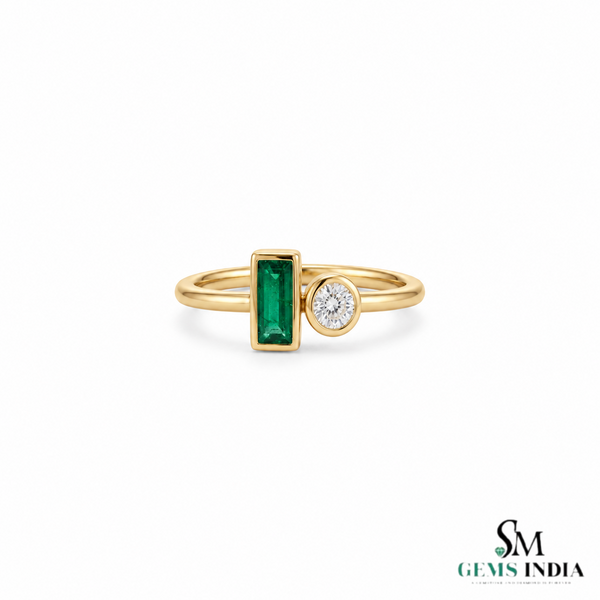 2 Karat Herzform-Smaragd- und Diamantring aus 14 Karat Gold, Smaragd-Verlobungsring