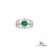 Emerald cut Emerald & Diamond Ring - Art Deco Ring