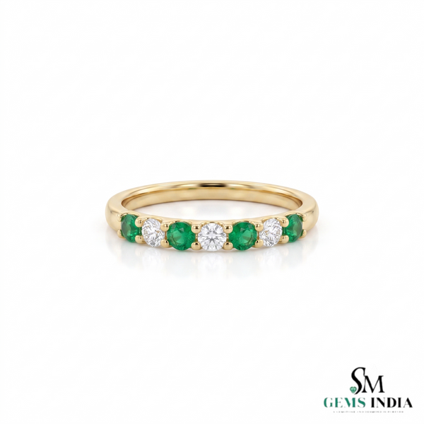 2 Karat Herzform-Smaragd- und Diamantring aus 14 Karat Gold, Smaragd-Verlobungsring