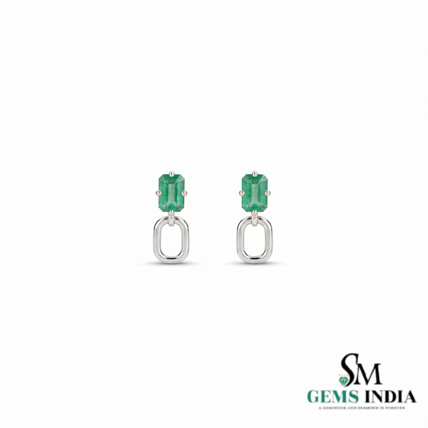 Elegant Emerald Cut Emerald Green Dangle Earrings - Luxury Emerald Earrings
