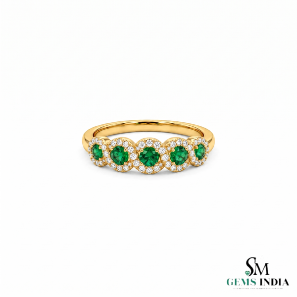 2 Karat Herzform-Smaragd- und Diamantring aus 14 Karat Gold, Smaragd-Verlobungsring