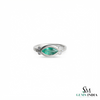 Natural Marquise Emerald & Diamond Bezel Ring - Minimalist Nature Inspired Fine Jewelry Ring