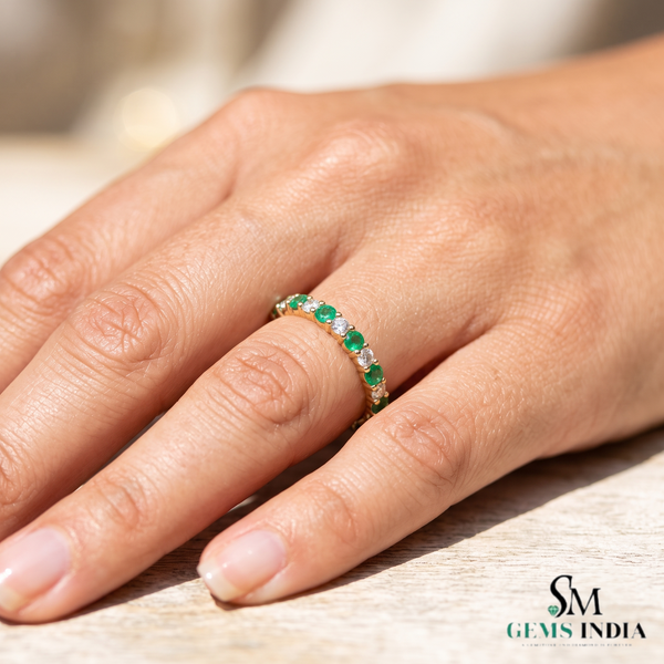 2 Karat Herzform-Smaragd- und Diamantring aus 14 Karat Gold, Smaragd-Verlobungsring