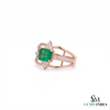 Emerald cut Emerald & Diamond Ring - Art Deco Ring