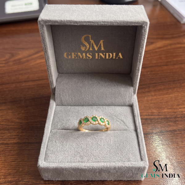 2 Karat Herzform-Smaragd- und Diamantring aus 14 Karat Gold, Smaragd-Verlobungsring