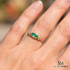 Natural Marquise Emerald & Diamond Bezel Ring - Minimalist Nature Inspired Fine Jewelry Ring