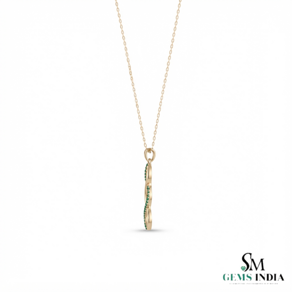 Minimalist Round Emerald Infinity Wave Pendant - Gift For Her