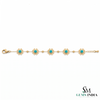 Turquoise Floral Bracelet With Five Stones and Sunburst – Elegant Jewelry Gift For Her