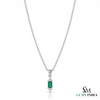 Natural Baguette Cut Emerald & Diamond Pendant - Anniversary Gift For Her
