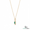 Natural Baguette Cut Emerald & Diamond Pendant - Anniversary Gift For Her