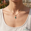Natural Baguette Cut Emerald & Diamond Pendant - Anniversary Gift For Her