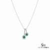 Natural Emerald & Diamond Double Circle Drop Pendant- Emerald jewelry for women