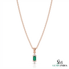 Natural Baguette Cut Emerald & Diamond Pendant - Anniversary Gift For Her