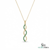 Minimalist Round Emerald Infinity Wave Pendant - Gift For Her