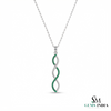Minimalist Round Emerald Infinity Wave Pendant - Gift For Her