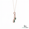 Natural Emerald & Diamond Double Circle Drop Pendant- Emerald jewelry for women
