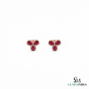 Pear Cut Ruby with Diamond Accent Butterfly Stud Earrings - July Birthstone Jewelry