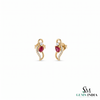 Luxury Pear Cut Ruby Diamond Swirl Stud Earrings - Gift For Her