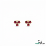 Pear Cut Ruby with Diamond Accent Butterfly Stud Earrings - July Birthstone Jewelry