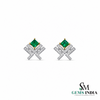 Princess Cut Emerald Green Geometric Stud Earrings - Fine Jewelry Earrings