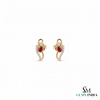 Luxury Pear Cut Ruby Diamond Swirl Stud Earrings - Gift For Her