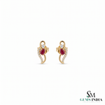 Luxury Pear Cut Ruby Diamond Swirl Stud Earrings - Gift For Her