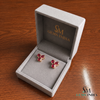 Pear Cut Ruby with Diamond Accent Butterfly Stud Earrings - July Birthstone Jewelry