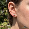 Natural Ruby Leaf Stud Earrings Diamond Accent Fine Jewelry - Anniversary Gift For Her