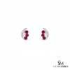 Natural Ruby Leaf Stud Earrings Diamond Accent Fine Jewelry - Anniversary Gift For Her