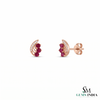 Natural Ruby Leaf Stud Earrings Diamond Accent Fine Jewelry - Anniversary Gift For Her