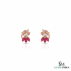 Marquise Ruby Floral Stud Earrings with Diamond Accents - Women's Ruby Earrings