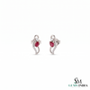 Luxury Pear Cut Ruby Diamond Swirl Stud Earrings - Gift For Her