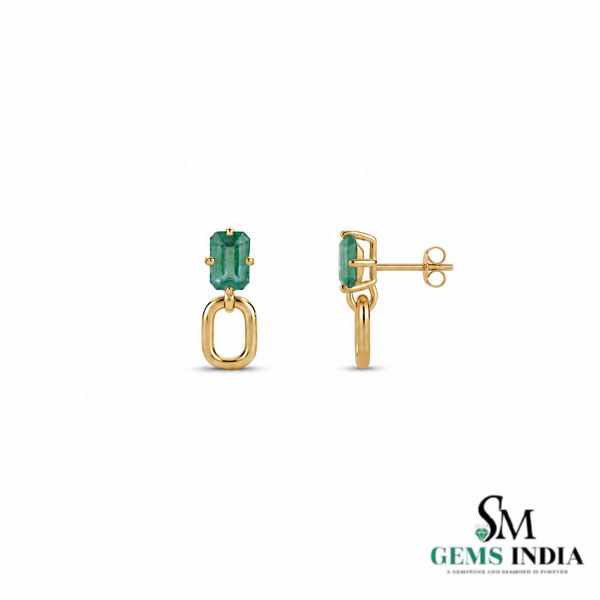Elegant Emerald Cut Emerald Green Dangle Earrings - Luxury Emerald Earrings
