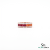 Multi Sapphire Square Cut Eternity Ring - Wedding Band for Women