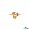 Luxury Oval Rainbow Multi Sapphire Ring With Diamond Accents - Statement Ring For Her