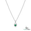 Round Emerald & Diamond Pendant With Elegant Curved Design - Fine Jewelry Gift For Her