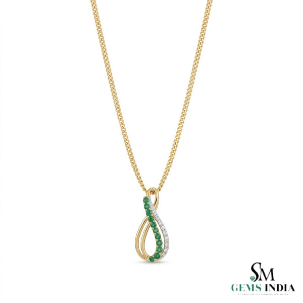 Round Emerald and Diamond Accent Infinity Pendant – Elegant Fine Jewelry Gift For Her